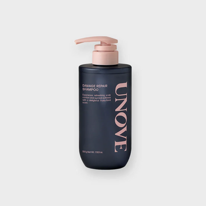 UNOVE Deep Damage Repair Shampoo bottle with pump dispenser on white background.
