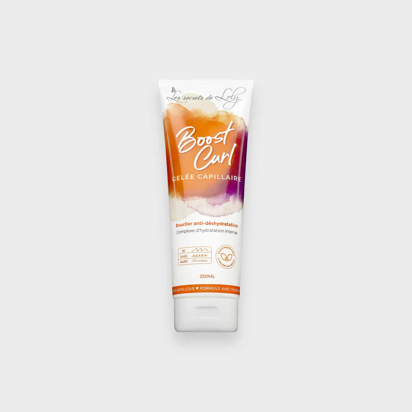 Boost Curl hair gel tube with colorful label for anti-dehydration and intense hydration, 250ml