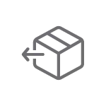 Gray return arrow icon with bold lines on white background